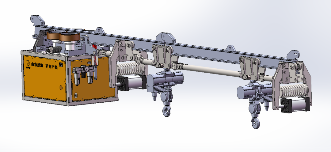 濟(jì)寧落陵新型礦用產(chǎn)品公司自主研發(fā)氣動(dòng)單軌吊車(chē)正式上線(xiàn)